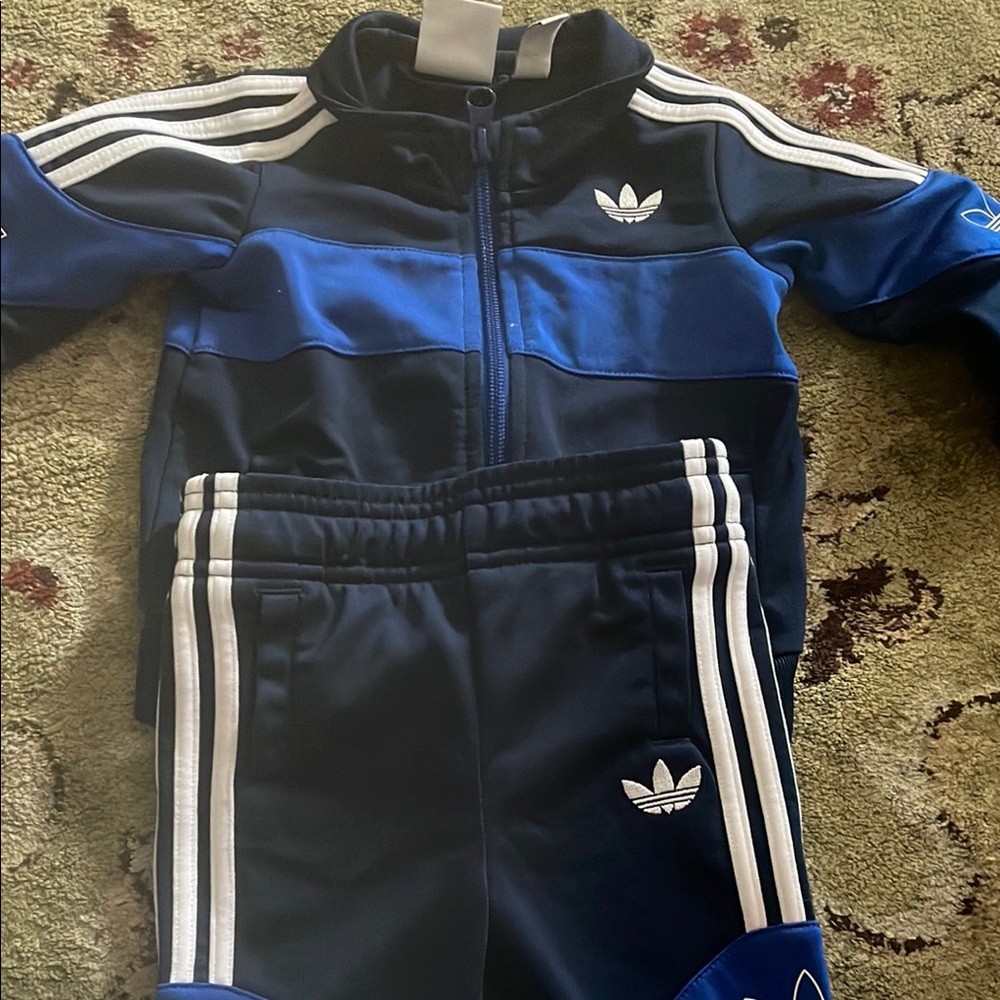 Adidas Blue Sweatpants with White Stripes